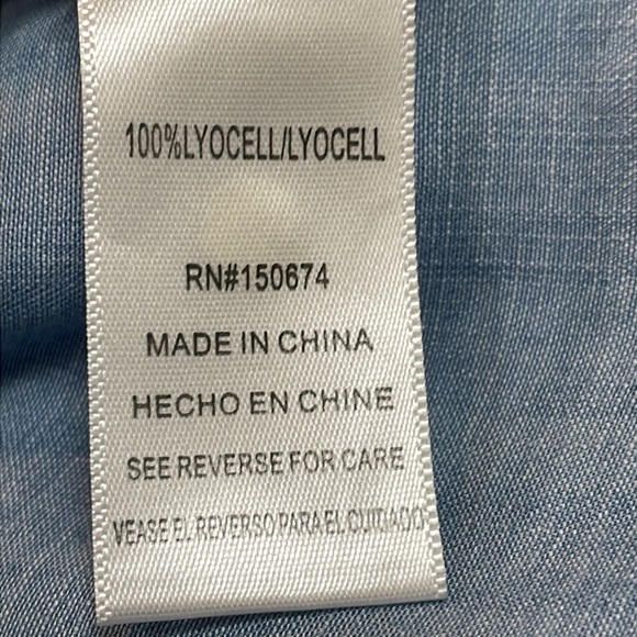 BILLY T Woman’s Denim’s Dress Collar Adjustable Sleeves Size XL Lyocell Blue - Picture 13 of 14